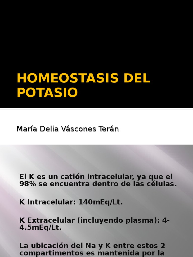 Homeostasis del Potasio en el Cuerpo | PDF | Potasio | Dieta y nutrición