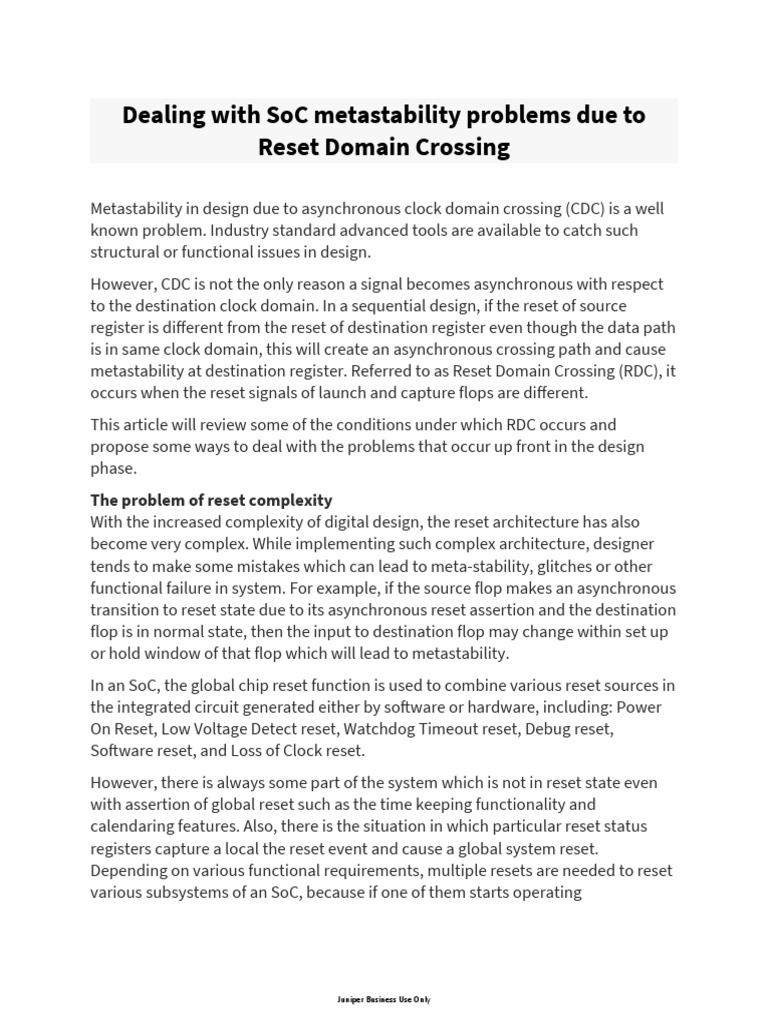 Managing Metastability in Reset Domains | PDF | Computer Hardware ...
