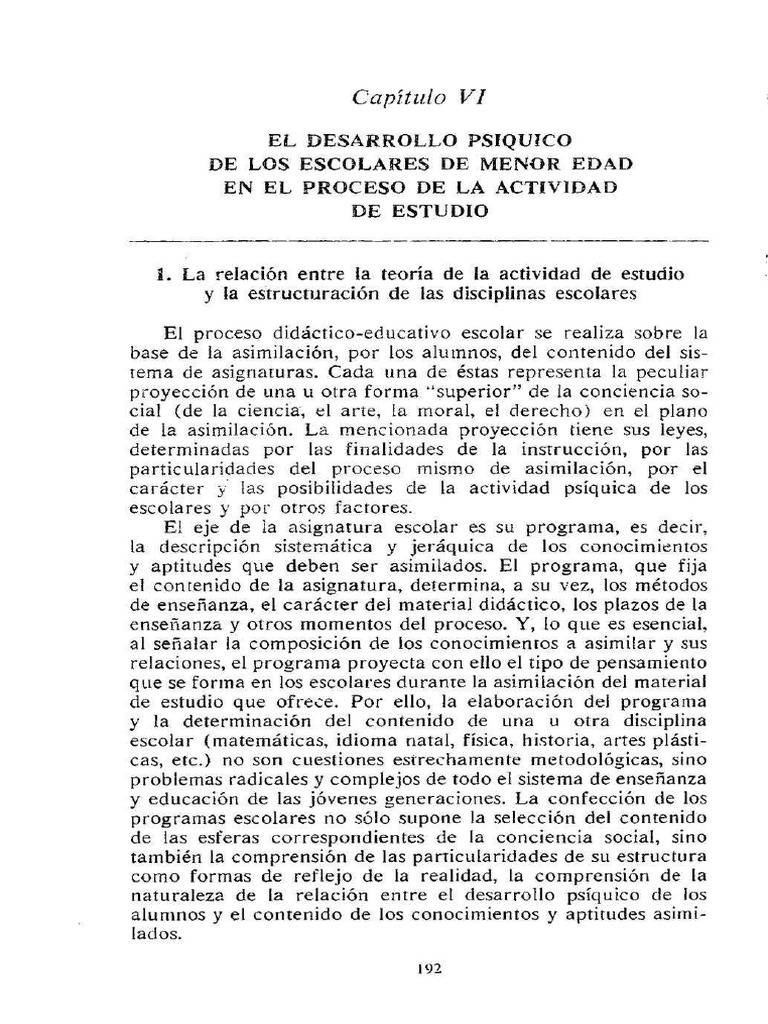 Dav dov v v la ense anza escolar y el desarrollo psiquico 1988