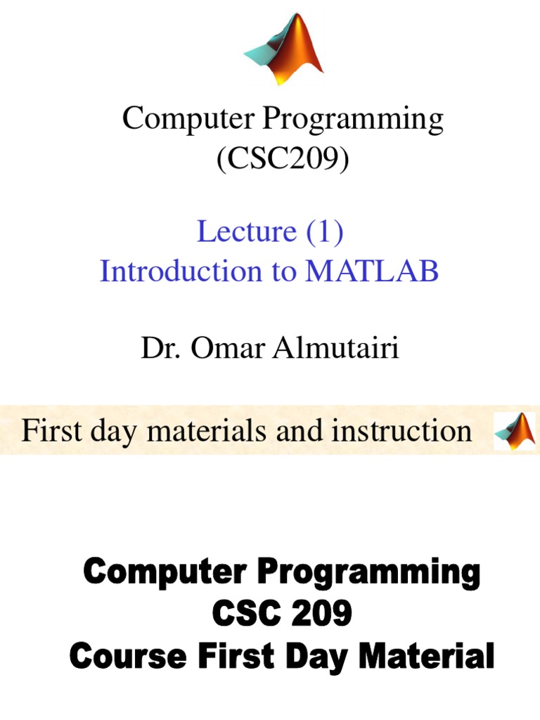 Introduction to MATLAB: An Overview of the Fundamentals | PDF | Matlab ...