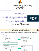 MATLAB Applications for Solving Equations