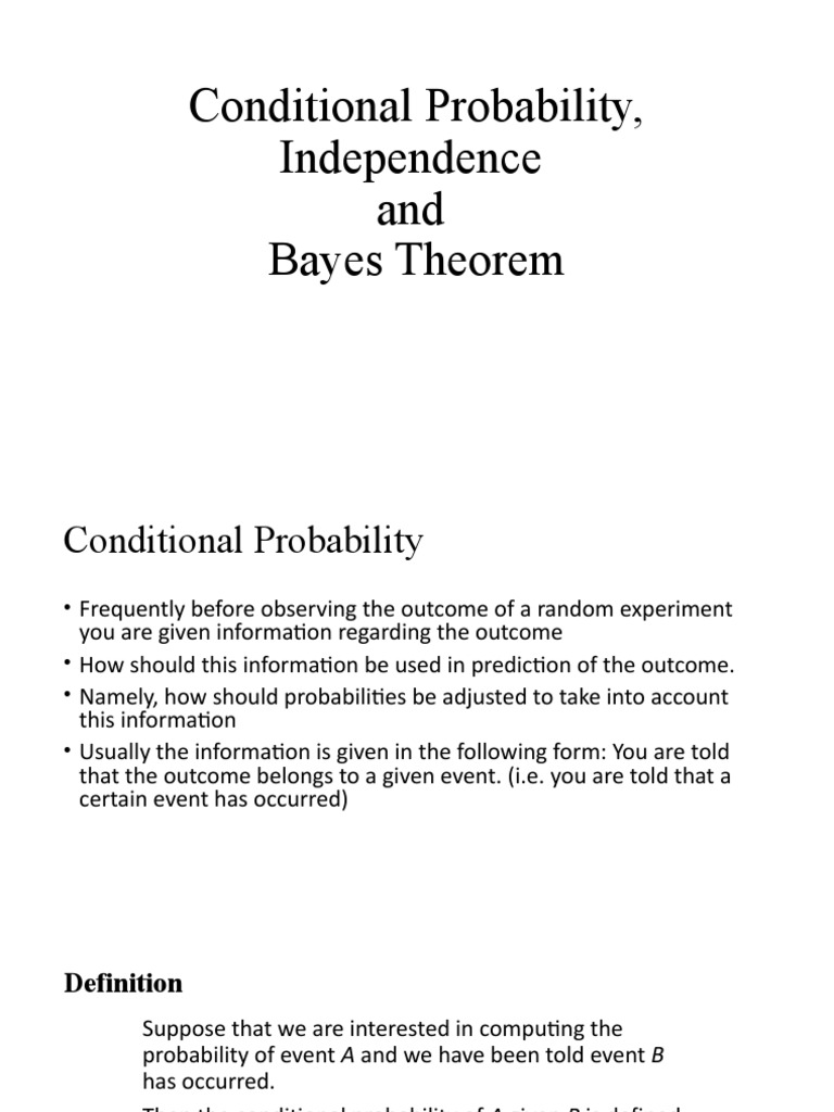 Conditional Probability and Bayes Theorem | PDF | Probability ...