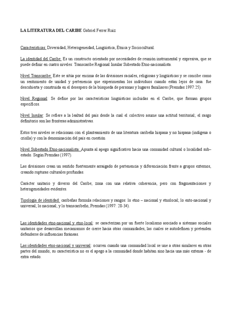 La Literatura Del Caribe PDF