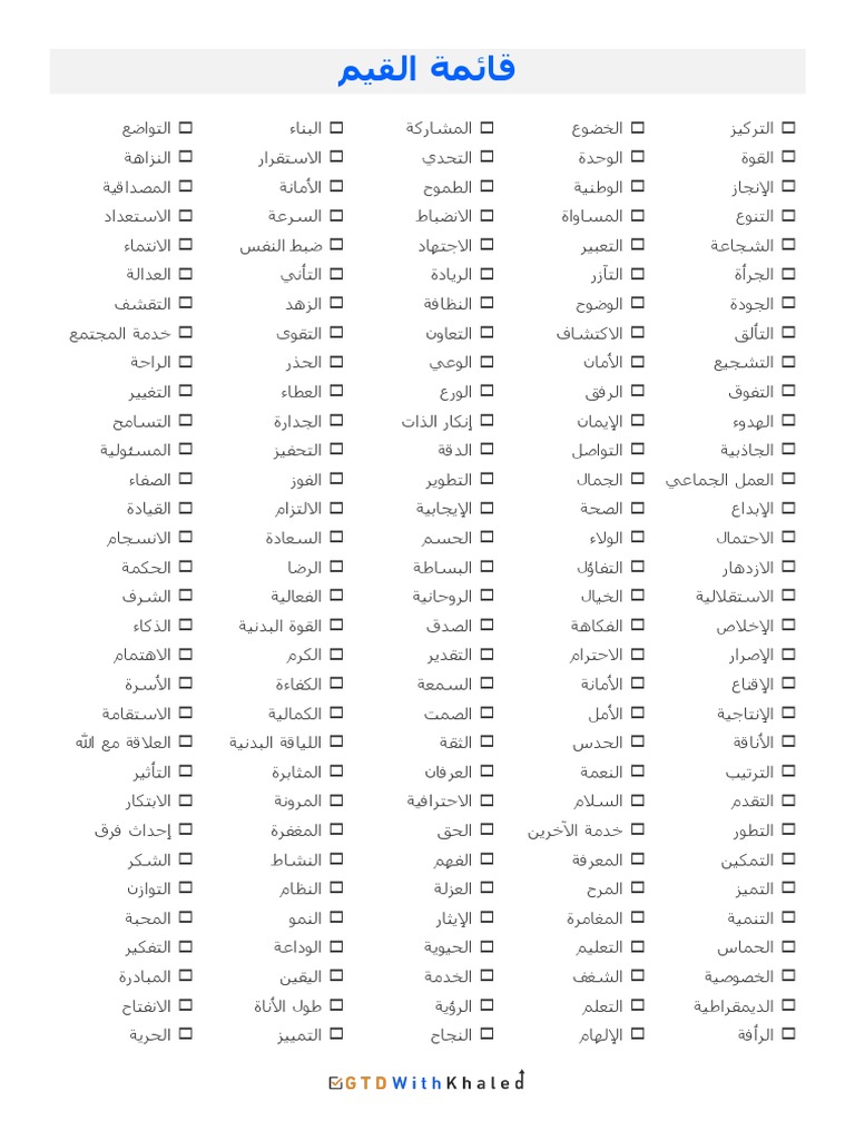 GTD - Value List PDF | PDF
