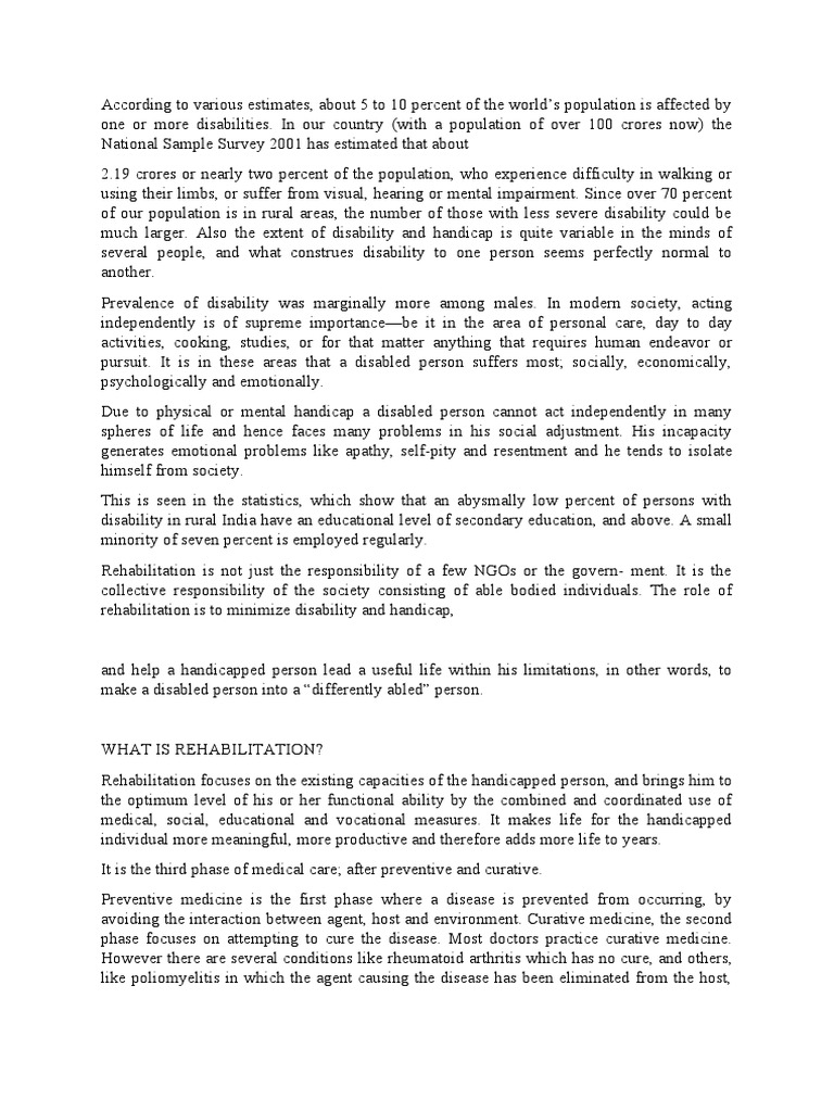 Understanding Disability and Rehabilitation | PDF | Disability ...