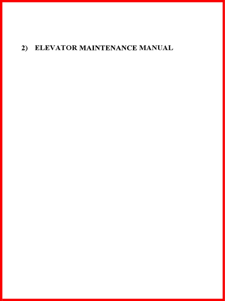 Elevator Maintenance and Operation Manual | PDF | Elevator | Belt ...