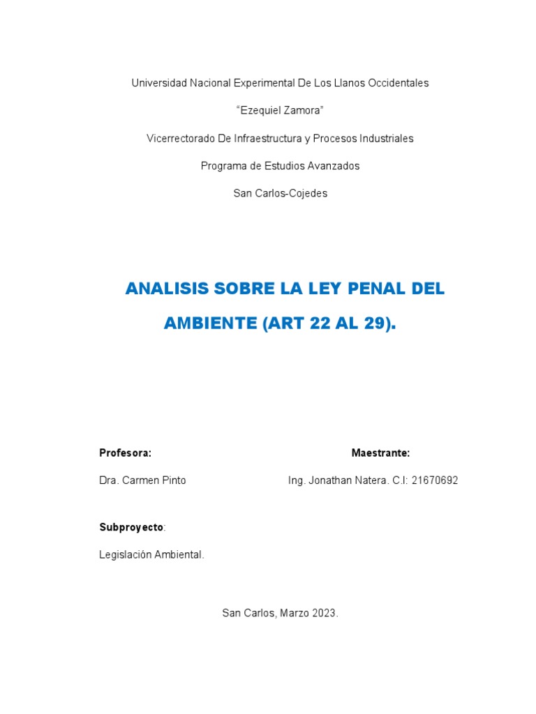 Análisis de la Ley Penal del Ambiente | PDF | Derecho penal | Multa (pena)