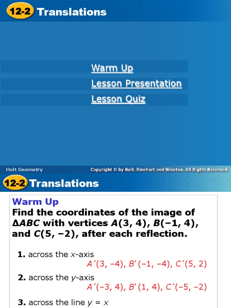 Reflection and Translation in Geometry | PDF | Line (Geometry) | Geometry
