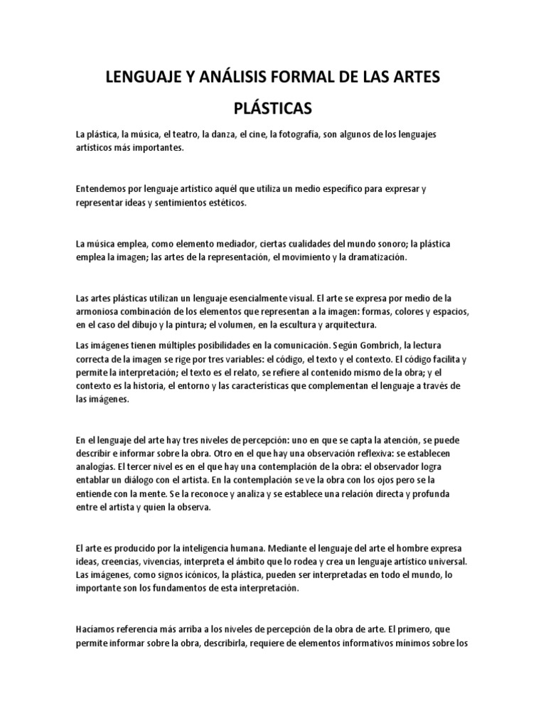 Lenguaje y Análisis de las Artes Plásticas | PDF | Escultura | Imagen