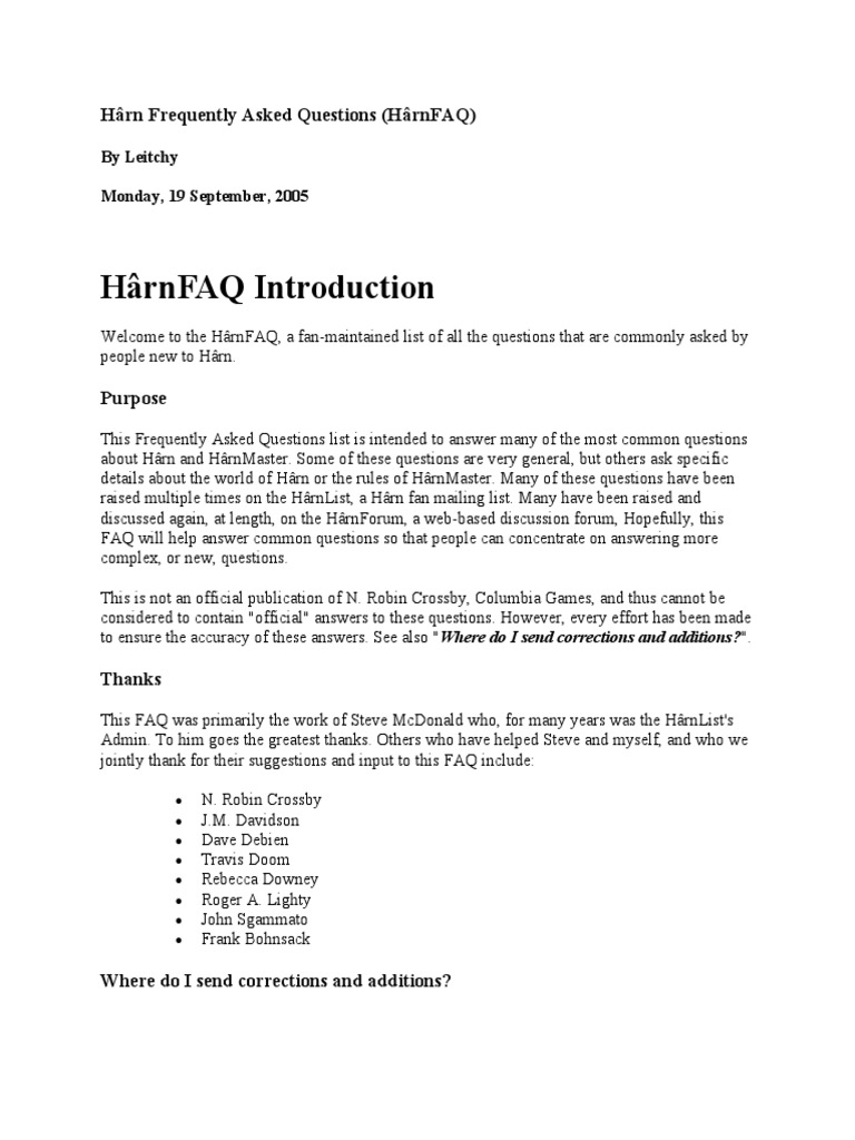 Harn Frequently Asked Questions (HarnFAQ) (Archive, 19-Sep-2005) | PDF ...