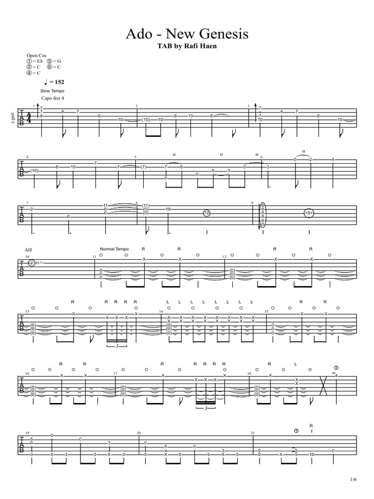 Ado New Genesis (Guitar Tab) PDF Download Free PDF Necked Lutes