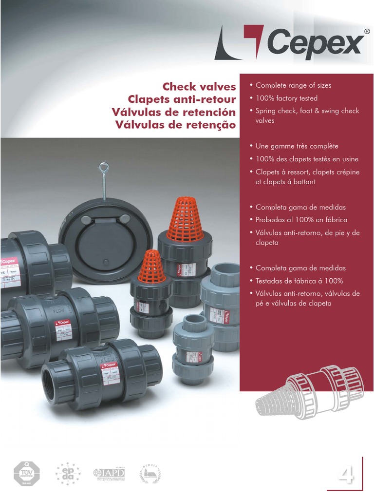 Valvulas Check Tipo Bola y Resorte Cepex | PDF | Chimie physique ...