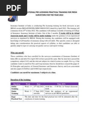Fresh Surveyor Training - Notice | PDF