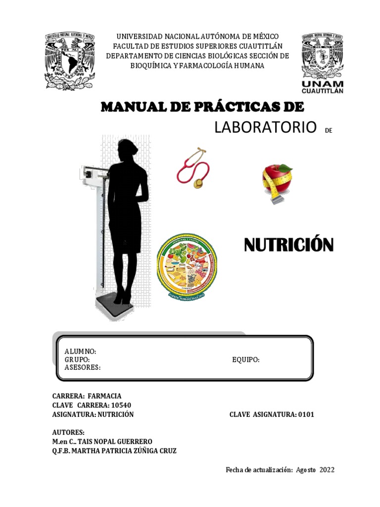 Manual de Prácticas de Nutrición UNAM | PDF | Dieta | Nutrición