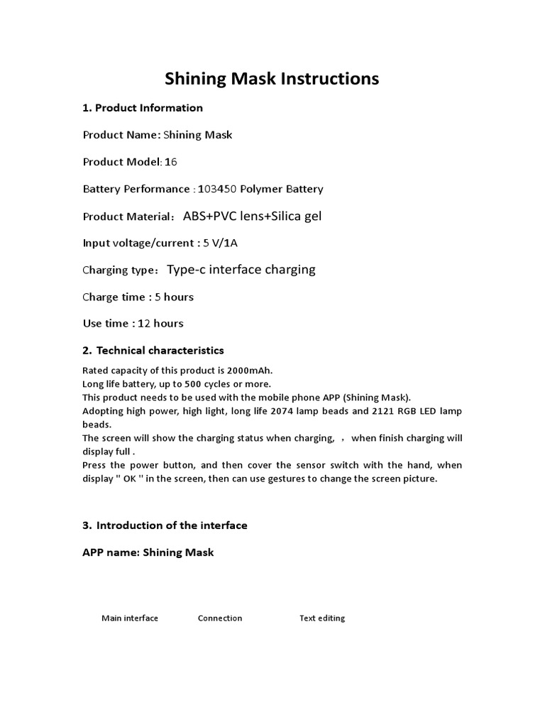 Shining Mask User Guide and Setup Instructions | PDF | Radio ...