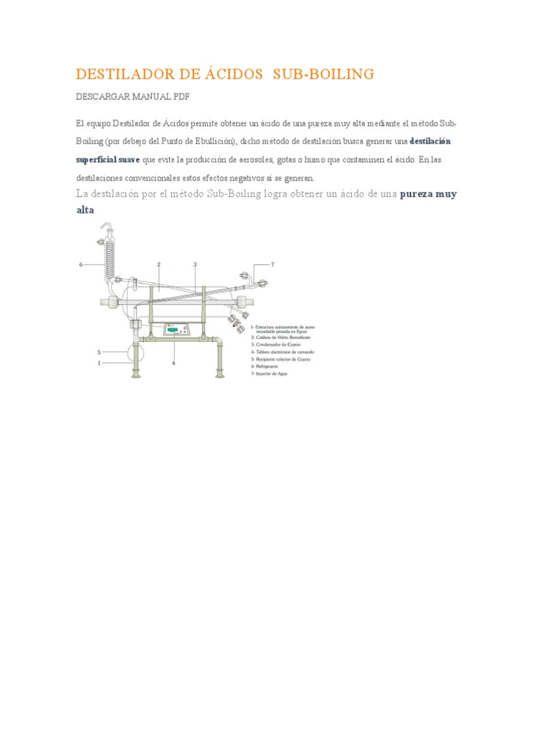 Destilador de Ácidos Sub-Boiling | PDF