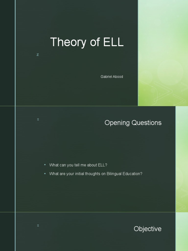 Theory of ELL Gabriel Abood PDF Second Language Acquisition