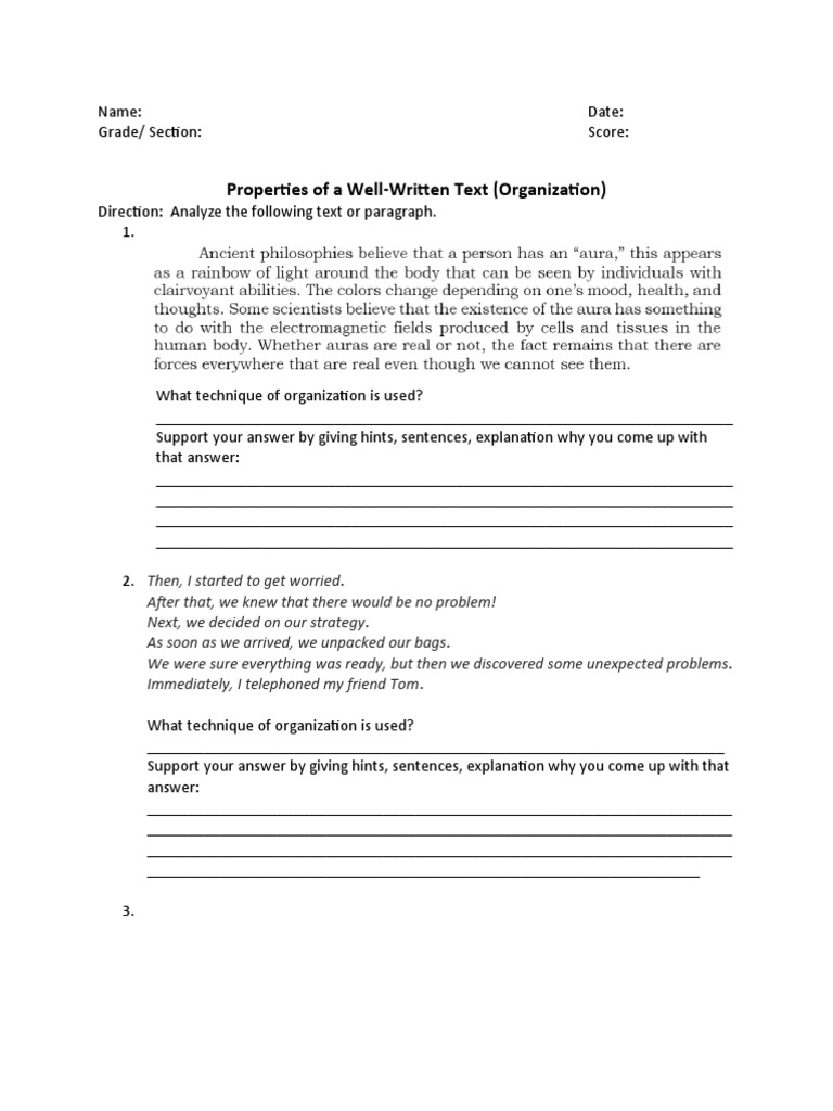 Properties of Well Written Text PDF