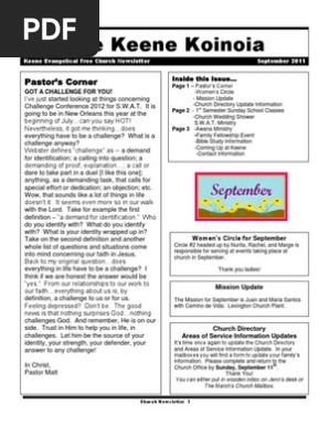 Church Newsletter- September 2011