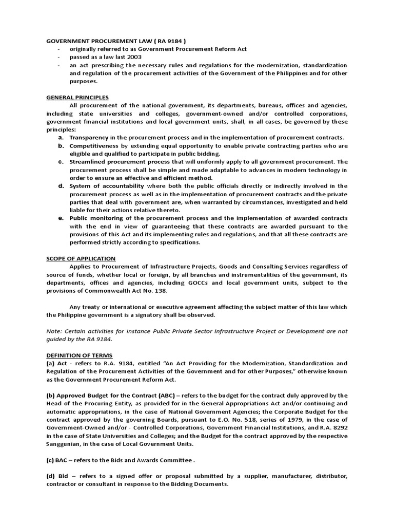 government-procurement-law-ra-9184-pdf-procurement-loans