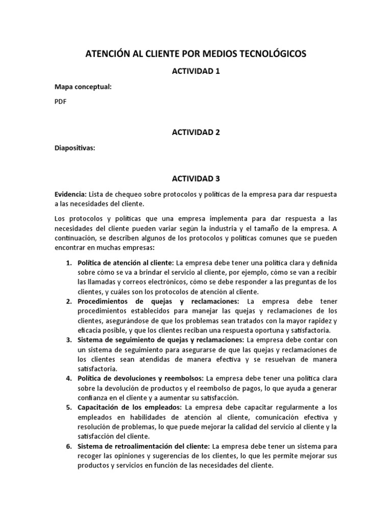 Mapa Conceptual de Atención al Cliente Tecnológica | PDF | Servicio al ...