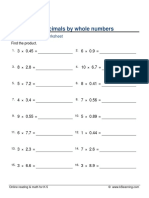 Grade 5 Multiplying Decimals 2 Digit by Whole Numbers Adv A