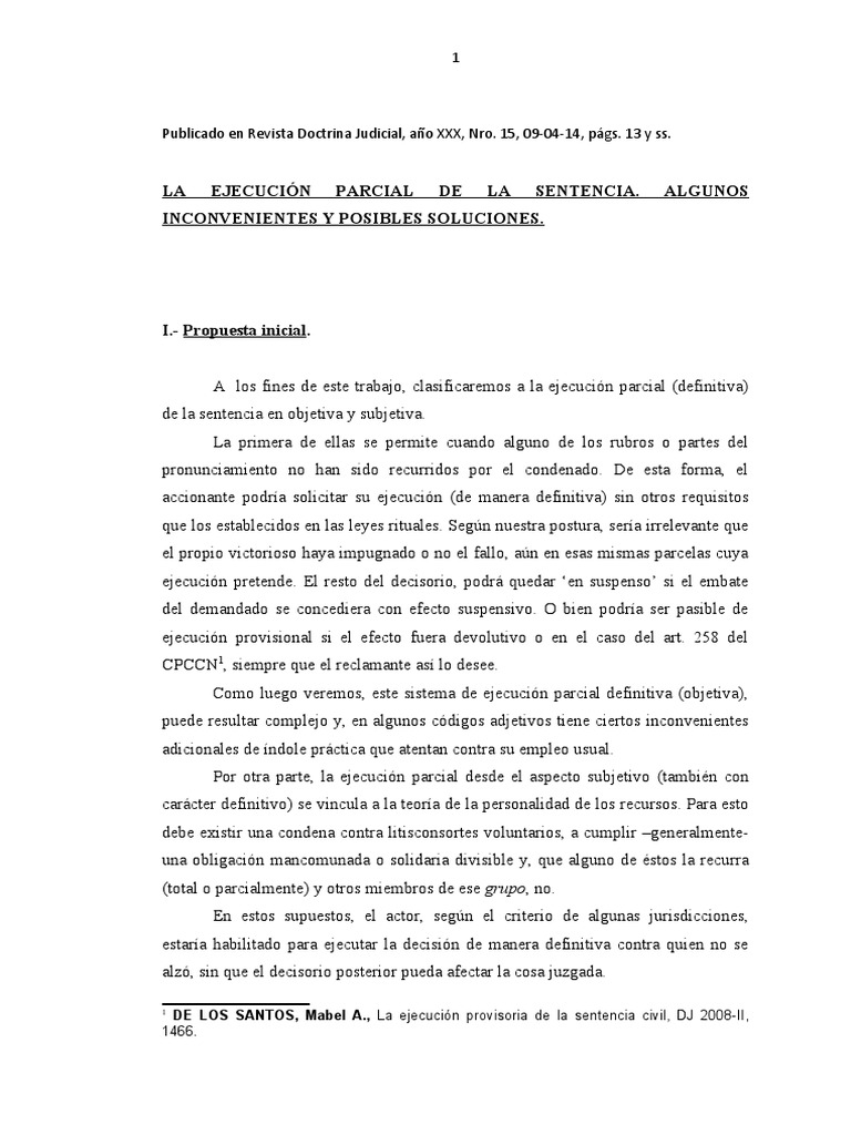 La Ejecucion Parcial de La Sentencia | PDF | Sentencia (ley) | Caso de ley