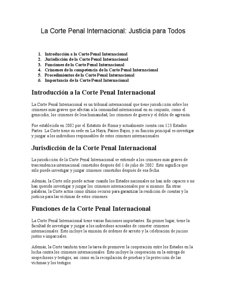 La Corte Penal Internacional | PDF | Corte Criminal Internacional