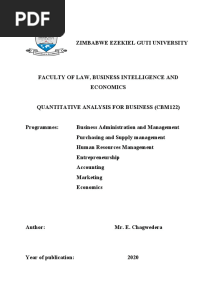 Quantitative Analysis For Business Module (CBM122) PDF