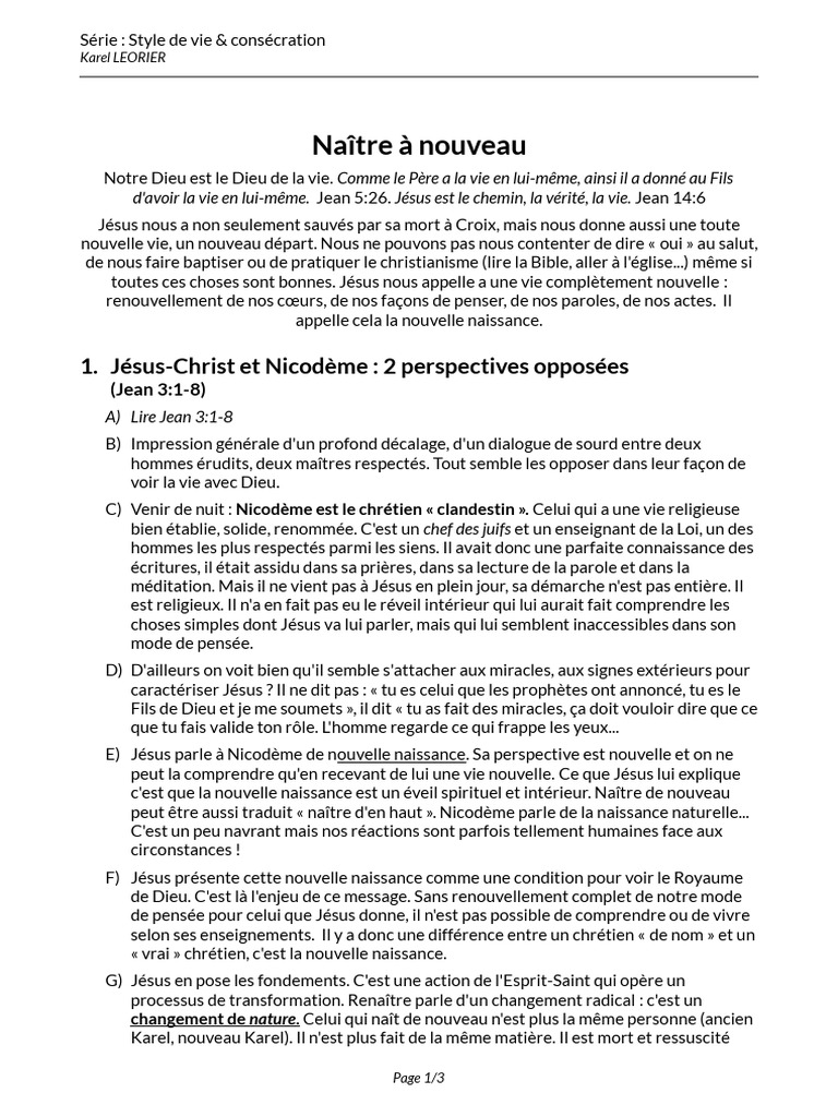 Naître à nouveau en Christ | PDF | Jésus | Baptisme