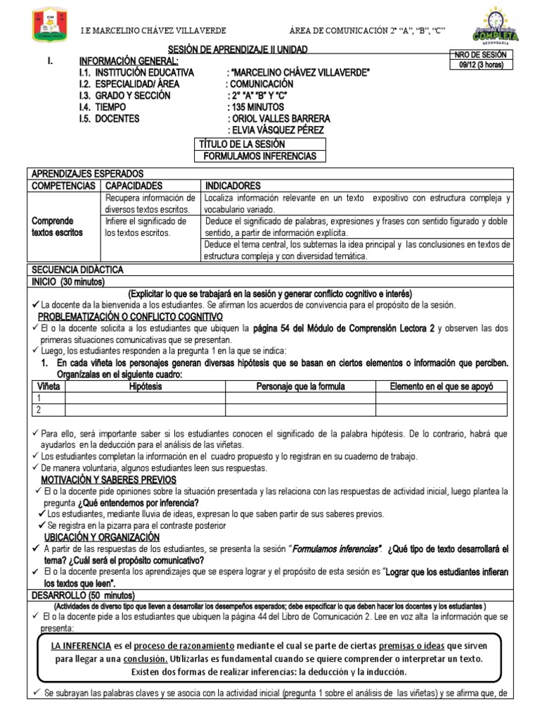 Com4 u1 sesion 06 la inferencia pdf razonamiento deductivo