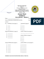 Answer Sheets For Science 6 (Third Quarter)