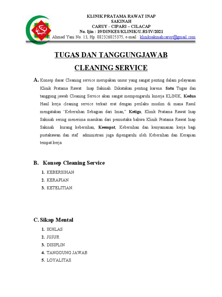 Tugas Dan Tanggungjawab Cleaning Service PDF