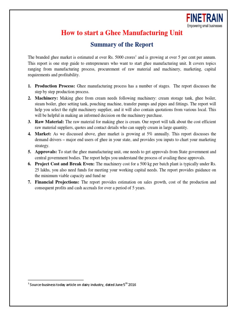 Report On Ghee Manufacturing | PDF | Brand | Marketing