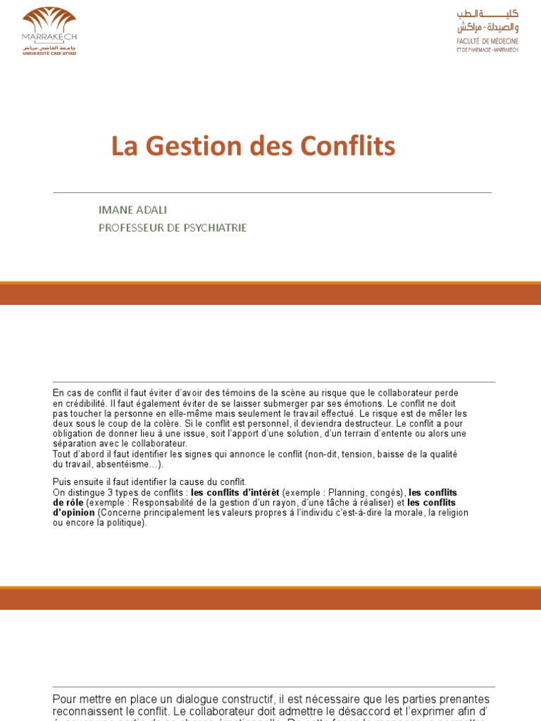 Stratégies de Gestion des Conflits | PDF | Résolution de conflit ...