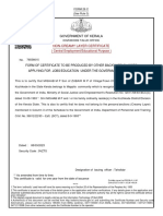 Non-Creamy Layer Certificate: Government of Kerala