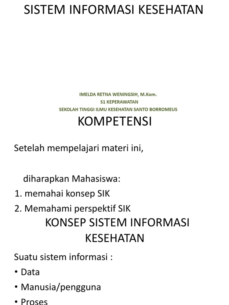 Konsep dan Manfaat Sistem Informasi Kesehatan | PDF