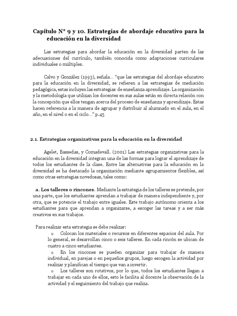 Estrategias para la Educación en Diversidad | PDF | Aprendizaje ...