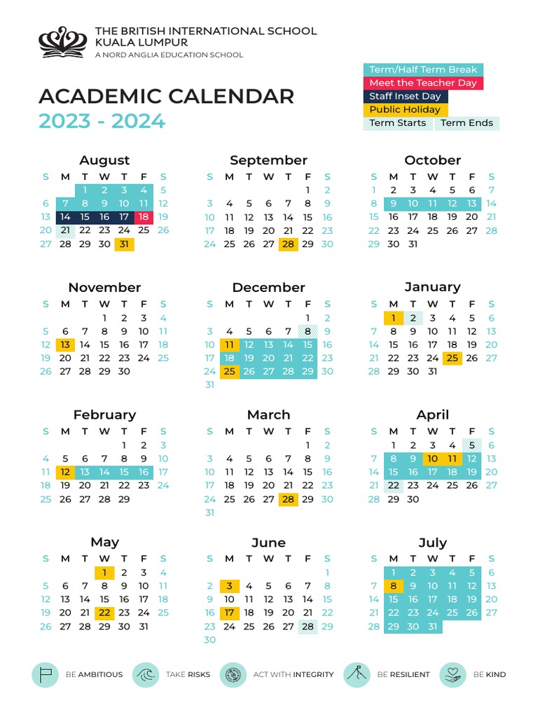 BSKL International School Academic Calendar | PDF | Academic Term ...