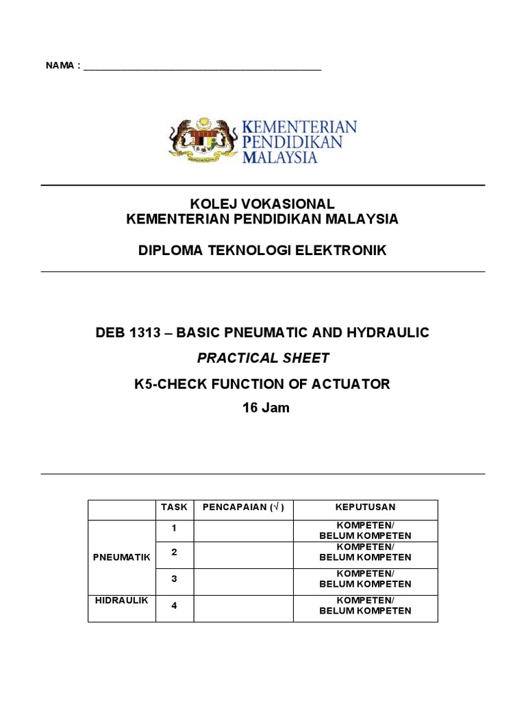 Panduan Amali Pneumatik dan Hidraulik | PDF