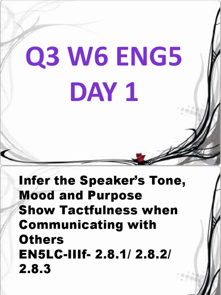 ENGLISH 5 PPT Q3 W6 Day 13 Inferring The Speaker's Tone Mood and