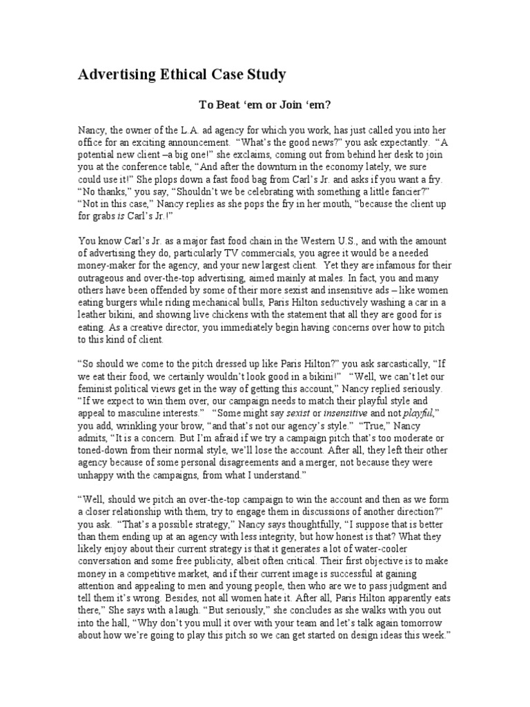 11 Advertising Case Study Freeman PDF Thought Idea