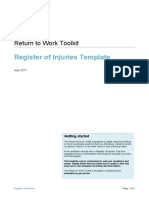 ISBN Register of Injuries Template Return To Work Toolkit 2011 07