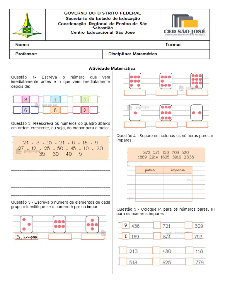 2-?atividade Matemática - Adaptada - Emanuelle 6ºC e Sara Geniffer 6ºD ...