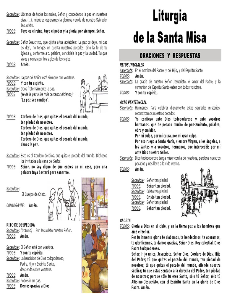 Oraciones y Respuestas de la Misa | PDF | eucaristía | Misa (liturgia)