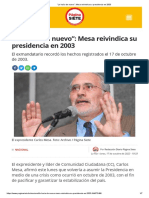 "Lo Haría de Nuevo" - Mesa Reivindica Su Presidencia en 2003 2022
