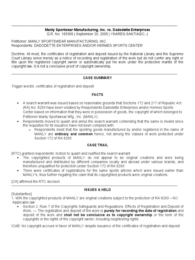 Upload 4 - Manly V Dadodette | PDF | Search Warrant | Copyright