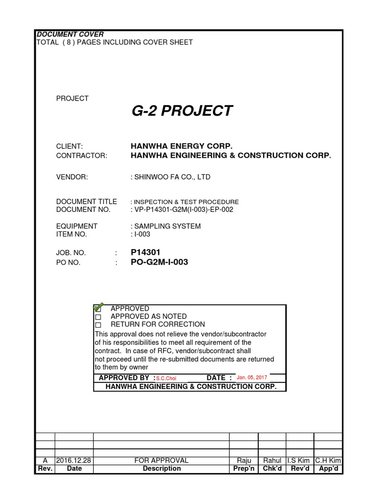 Sampling System Inspection Procedure | PDF | Pipe (Fluid Conveyance ...