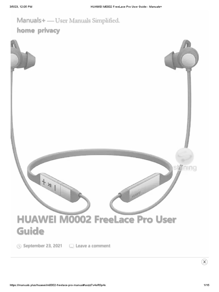 User manual Huawei FreeBuds 4i (English - 2 pages)