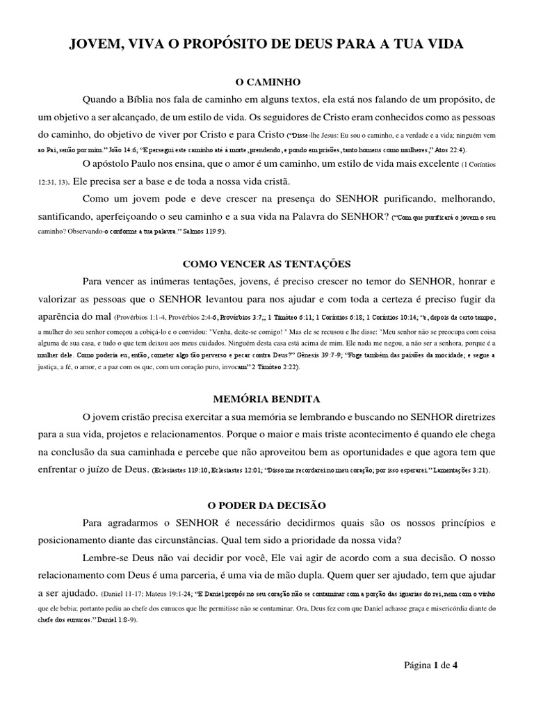 Jovens: Viva o Propósito de Deus | PDF | Amor | Jesus